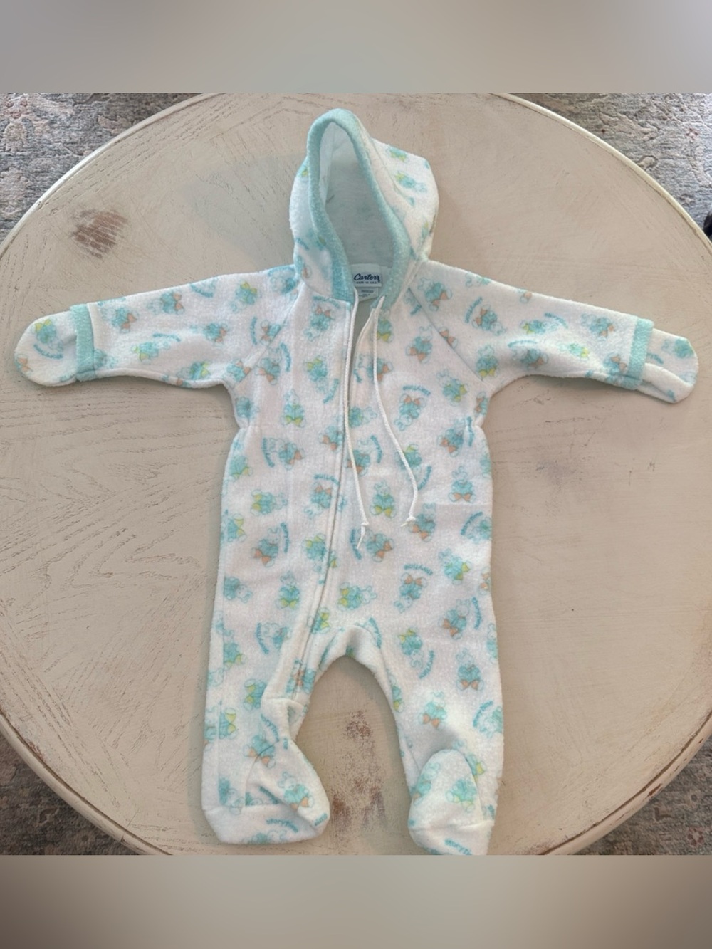 Vintage Carters Baby Hooded Coverup Warm Cozy Fleece Zip-Up Bunny 20lbs